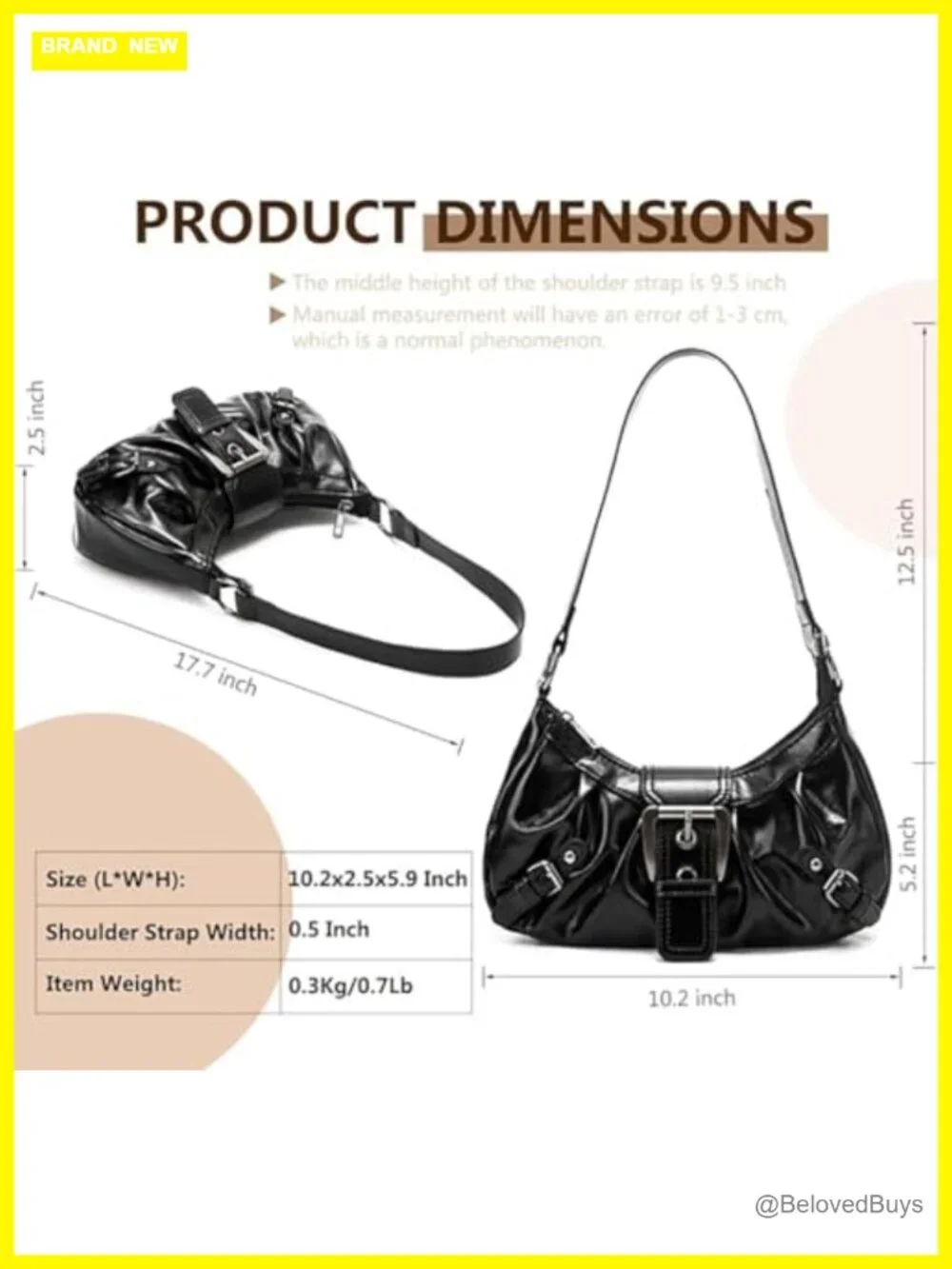 Y2K Hobo Shoulder Bag Faux Leather Punk Clutch Purse Ladies Top Handle